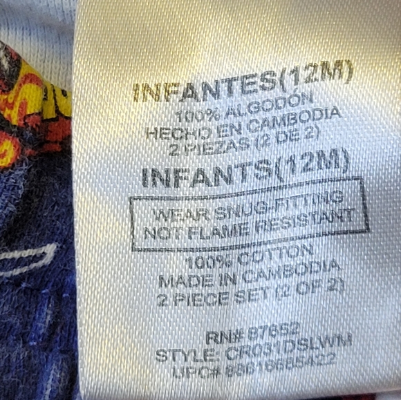 Vtg 2014 PJ Bottoms Pants Lightning McQueen Cars Disney Infant 12 Mo - Picture 4 of 4